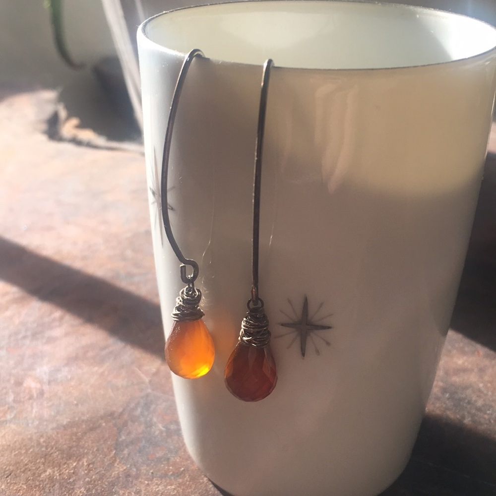 Orange stone earrings